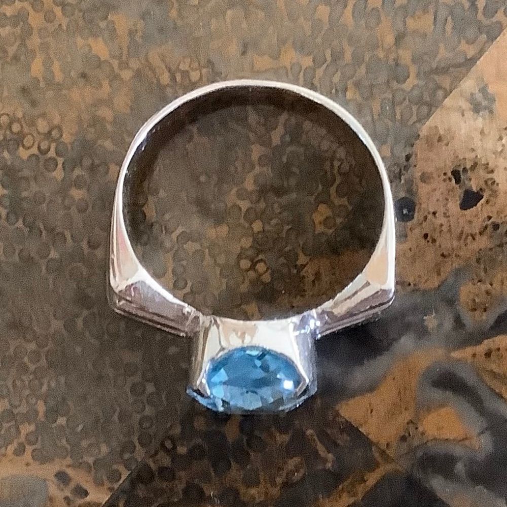 NWOT 𝅺STERLING SILVER 925 BLUE TOPAZ RING SIZE US 6.25​​ - Picture 5 of 12